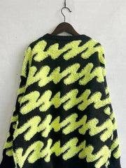 Ribbed Striped Dropped Shoulder Sweater - Trendsi