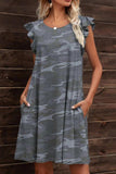 Butterfly Sleeve Round Neck Dress - Trendsi - Flyclothing LLC