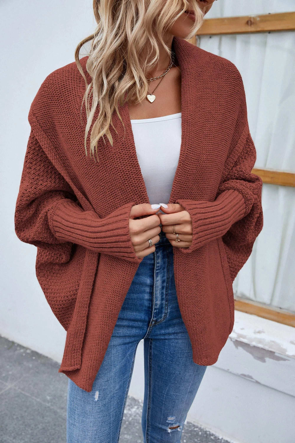 Open Front Long Sleeve Cardigan - Trendsi - Flyclothing LLC