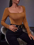 Square Neck Long Sleeve T-Shirt - Trendsi - Flyclothing LLC