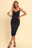 Ruched Spaghetti Strap Crisscross Detail Dress - Trendsi - Flyclothing LLC