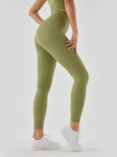 Wide Waistband Sports Leggings - Trendsi - Flyclothing LLC