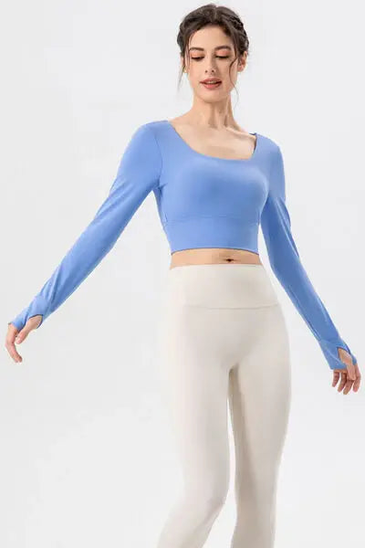 Square Neck Crisscross Active T-Shirt - Trendsi - Flyclothing LLC