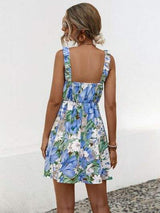 Printed Ruffled Surplice Wide Strap Mini Dress - Trendsi - Flyclothing LLC