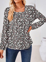 Full Size Square Neck Long Sleeve Blouse - Trendsi