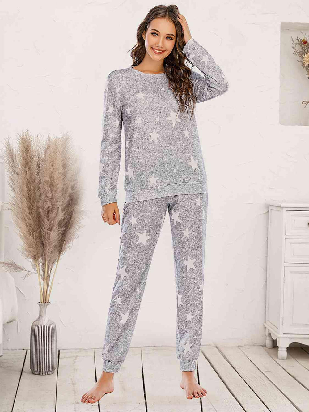 Star Top and Pants Lounge Set - Trendsi