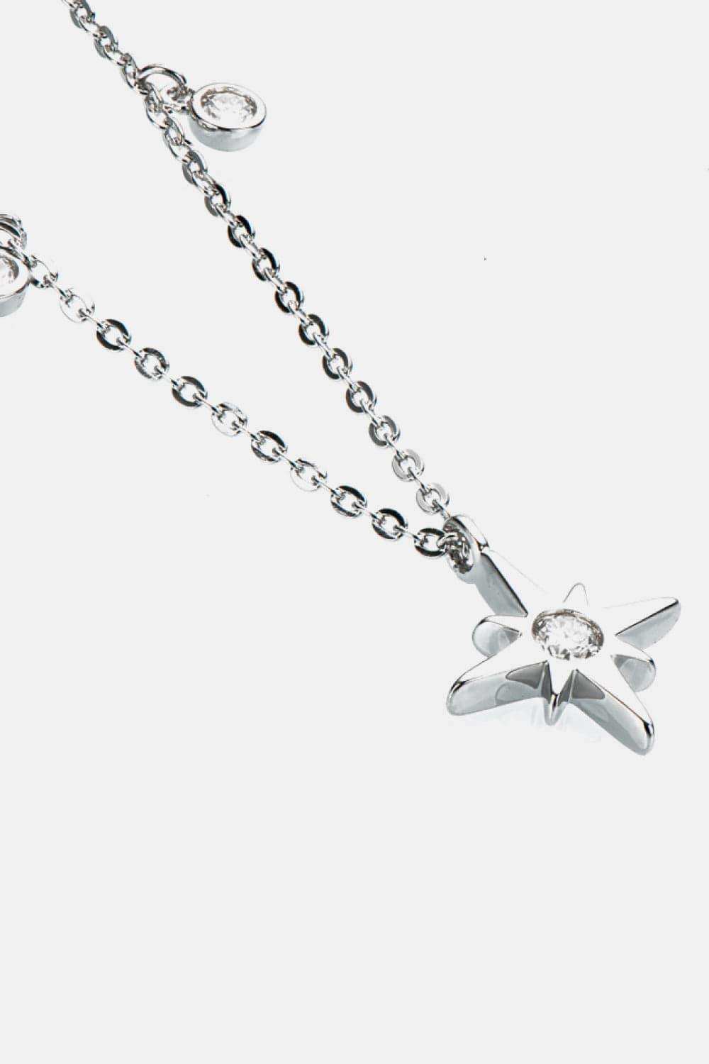 Moissanite North Star Pendant 925 Sterling Silver Necklace - Trendsi - Flyclothing LLC