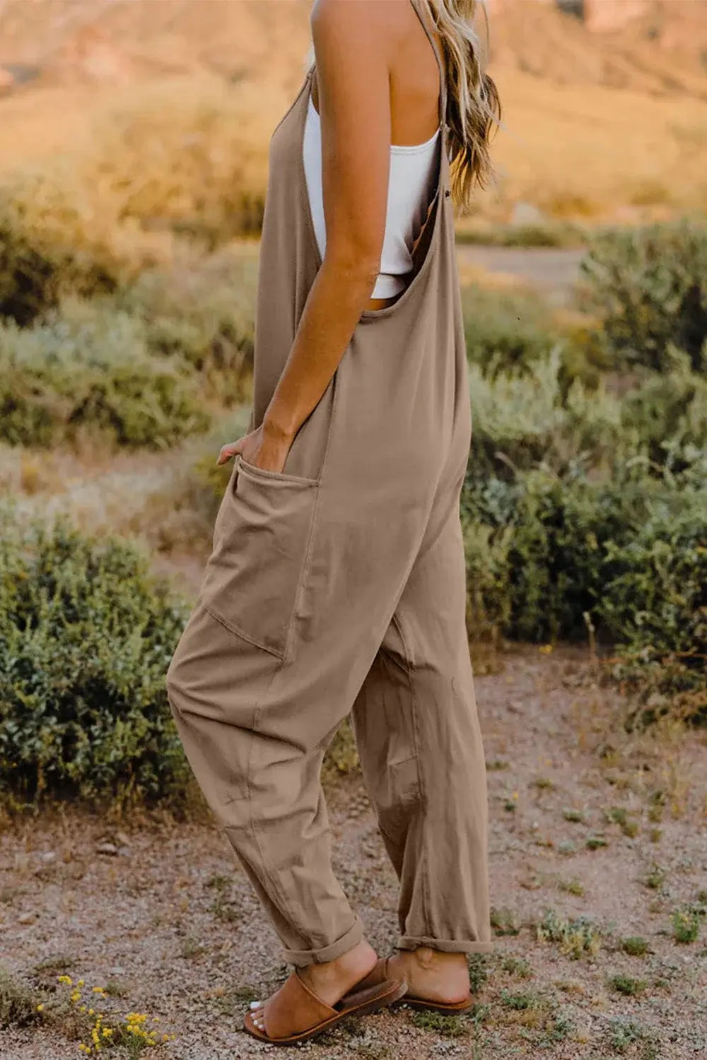 Double Take V-Neck Sleeveless Jumpsuit with Pocket - Trendsi - Flyclothing LLC