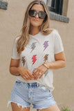 Lightning Graphic Round Neck Short Sleeve T-Shirt - Trendsi - Flyclothing LLC