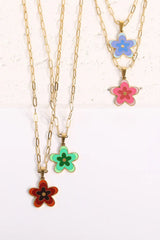 Flower Pendant Stainless Steel Necklace - Trendsi - Flyclothing LLC