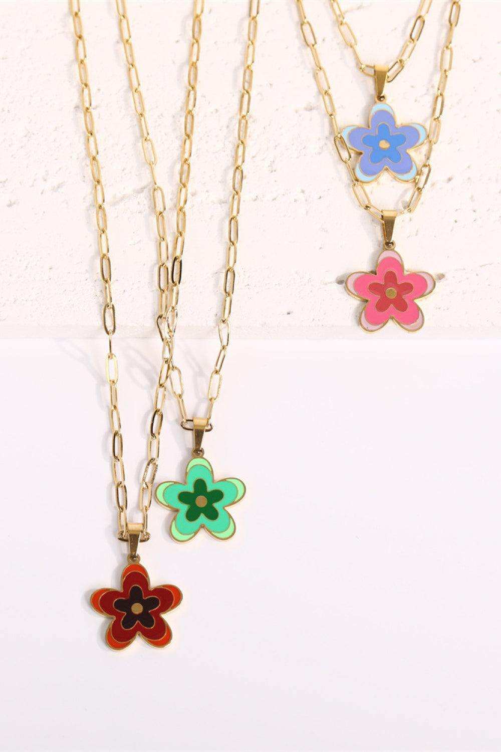Flower Pendant Stainless Steel Necklace - Trendsi - Flyclothing LLC