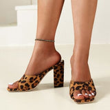PU Leather Block Heel Pumps - Trendsi