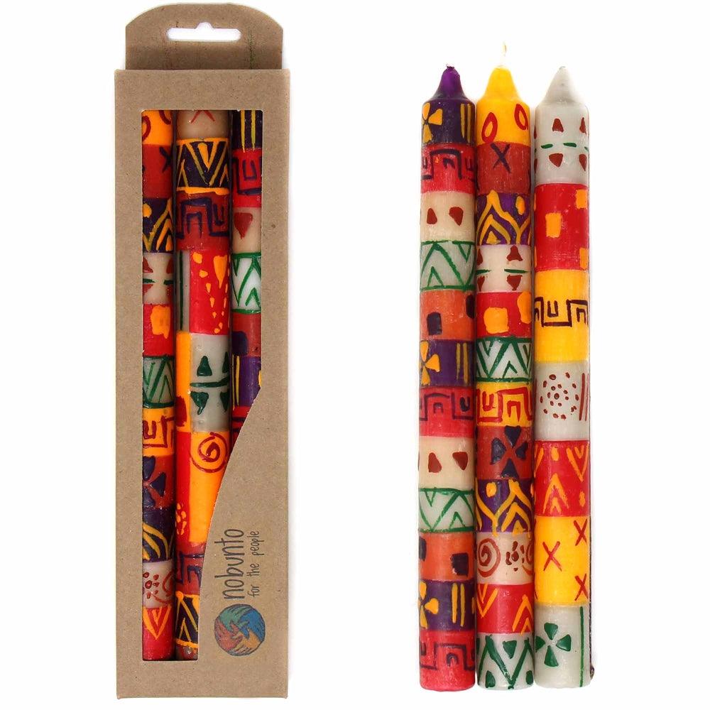 Set of Three Boxed Tall Hand-Painted Candles - Indaeuko Design - Nobunto - Flyclothing LLC