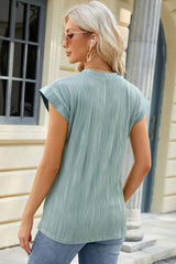 Round Neck Cap Sleeve T-Shirt - Trendsi - Flyclothing LLC