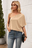 Single Shoulder Half Sleeve T-Shirt - Trendsi - Flyclothing LLC