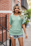 Flutter Sleeve Eyelet Gathered Detail Top - Trendsi - Flyclothing LLC