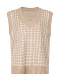Houndstooth V-Neck Sweater Vet - Trendsi
