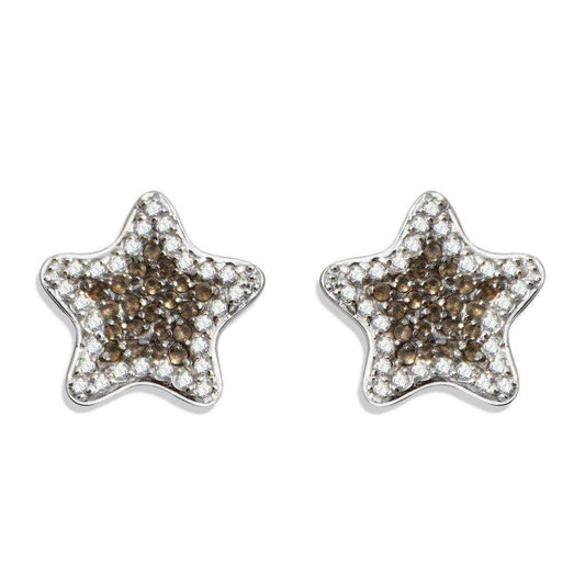 Alamode Rhodium Plating 925 Sterling Silver Earrings with AAA Grade CZ in Clear and Black - Alamode - Flyclothing LLC