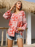 Round Neck Button Down Shirt - Trendsi