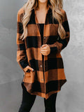 Plaid Snap Down Long Sleeve Jacket - Trendsi - Flyclothing LLC