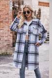Plaid Dropped Shoulder Longline Jacket - Trendsi - Flyclothing LLC