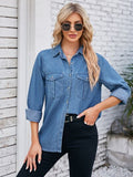 Button Up Collared Neck Denim Jacket - Flyclothing LLC
