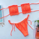 Frill Trim Ruched Bikini Set - Trendsi - Flyclothing LLC