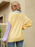 Color Block Dropped Shoulder Sweater - Trendsi
