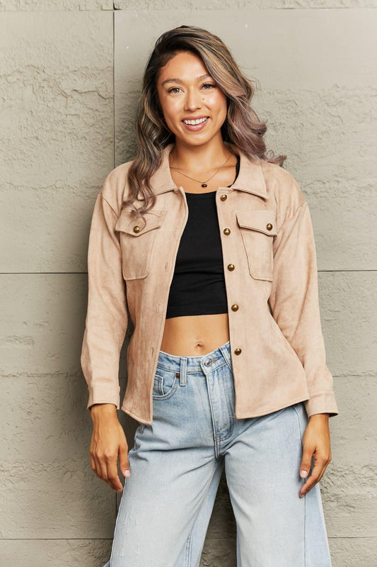 Button Down Collared Jacket - Trendsi