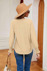Contrast Flounce Sleeve Blouse - Trendsi