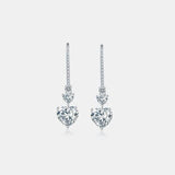 5.44 Carat 925 Sterling Silver Moissanite Heart Drop Earrings - Trendsi