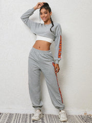 Cropped Sweatshirt and Sweatpants Set - Trendsi