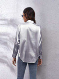 Button Up Collared Neck Long Sleeve Shirt - Trendsi - Flyclothing LLC