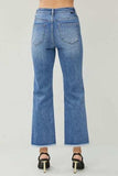 RISEN High Waist Raw Hem Slit Straight Jeans - Trendsi - Flyclothing LLC