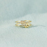 925 Sterling Silver Double-Layered Knot Ring - Trendsi