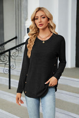 Round Neck Long Sleeve T-Shirt - Trendsi