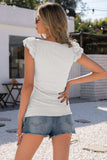 Scoop Neck Lace Cap Sleeve Tank - Trendsi - Flyclothing LLC