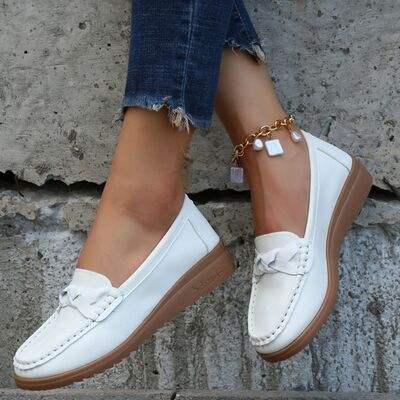 Weave Wedge Heeled Loafers - Trendsi - Flyclothing LLC