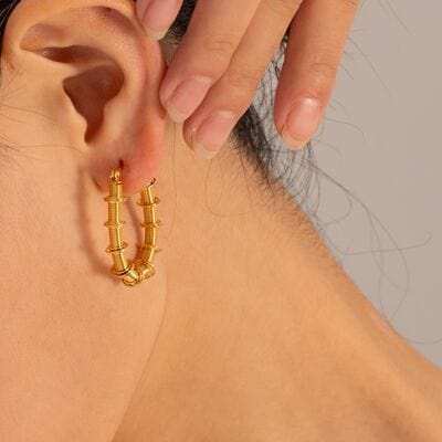 Gold-Plated Stainless Steel Hoop Earrings - Trendsi - Flyclothing LLC