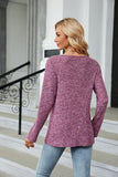 Buttoned Long Sleeve Slit Top - Trendsi