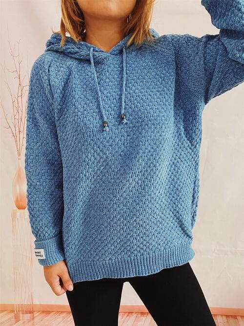 Drawstring Long Sleeve Hooded Sweater - Trendsi - Flyclothing LLC