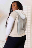 Double Take Color Block Exposed Seam Drawstring Hoodie - Trendsi - Flyclothing LLC