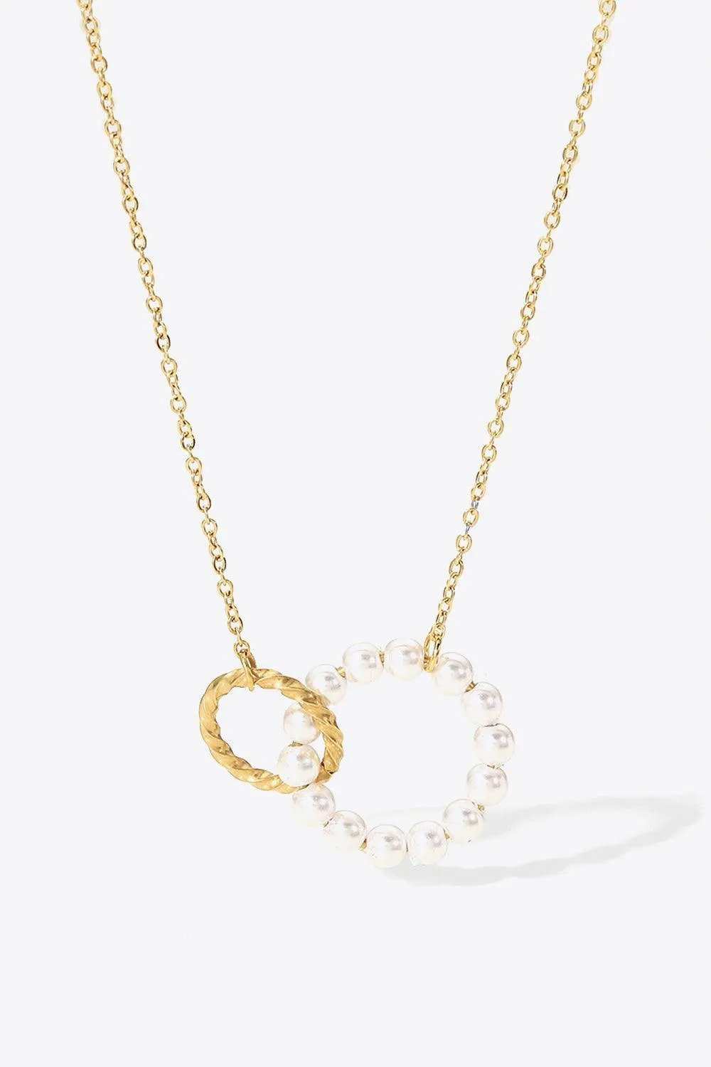 Pearl Hoop Link Pendant Necklace - Trendsi - Flyclothing LLC