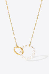 Pearl Hoop Link Pendant Necklace - Trendsi