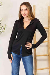 Culture Code Full Size Exposed Seam Long Sleeve Hoodie - Trendsi