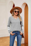 V-Neck Long Sleeve T-Shirt - Trendsi - Flyclothing LLC