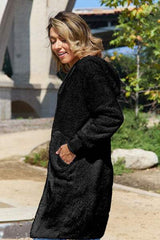 Double Take Full Size Open Front Long Sleeve Hooded Coat - Trendsi - Flyclothing LLC
