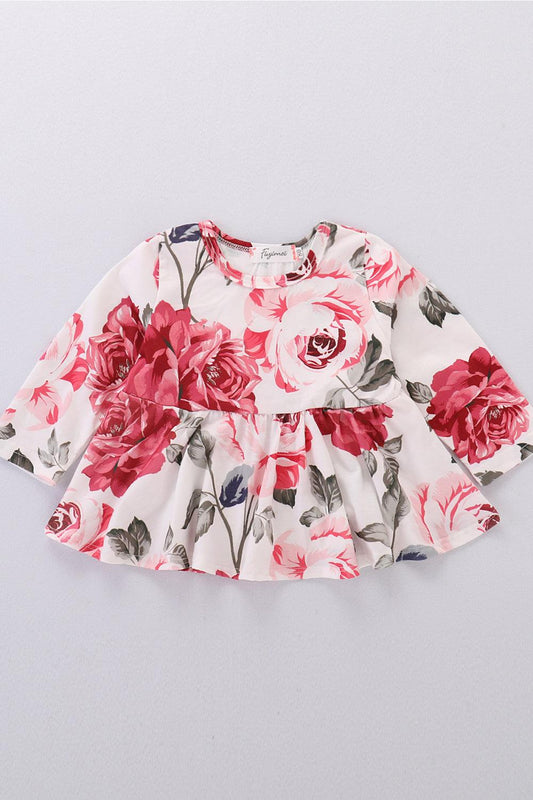 Girls Floral Babydoll Top and Jeans Set - Flyclothing LLC