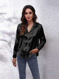 Button Up Collared Neck Long Sleeve Shirt - Trendsi - Flyclothing LLC