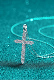 925 Sterling Silver Cross Moissanite Necklace - Trendsi